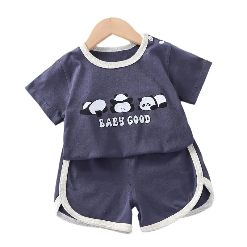 Summer cotton cartoon casual childrens set Baby Clothes girl girl boy T-shirt+shorts 2 pieces of 0-4-year-old childrens clothing image 5