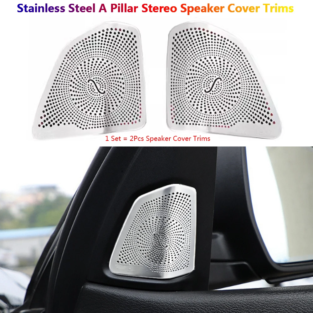 

2Pcs Stainless Steel Car Interior A Pillar Speaker Stereo Cover Trim For BMW X5 X6 F15 F16 Auto Decoration Accessories Voiture