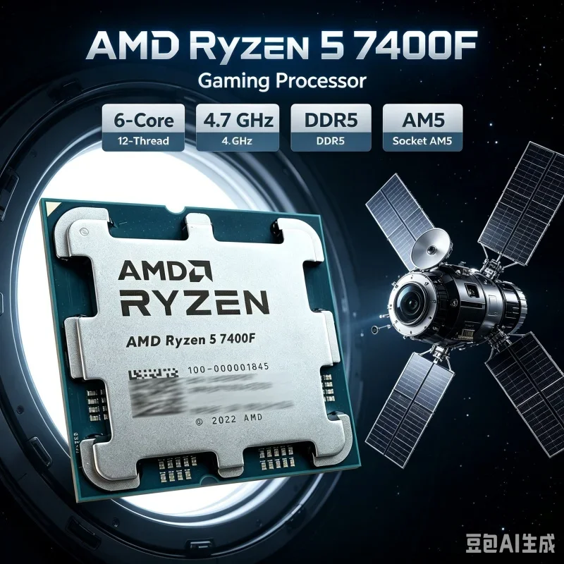 AMD Ryzen 5 7400F 6-Core 12-Thread Up to 4.7GHz DDR5 3.7GHz Base Socket AM5 5nm Zen 4 Unlocked 65W Gaming CPU for Video Editing
