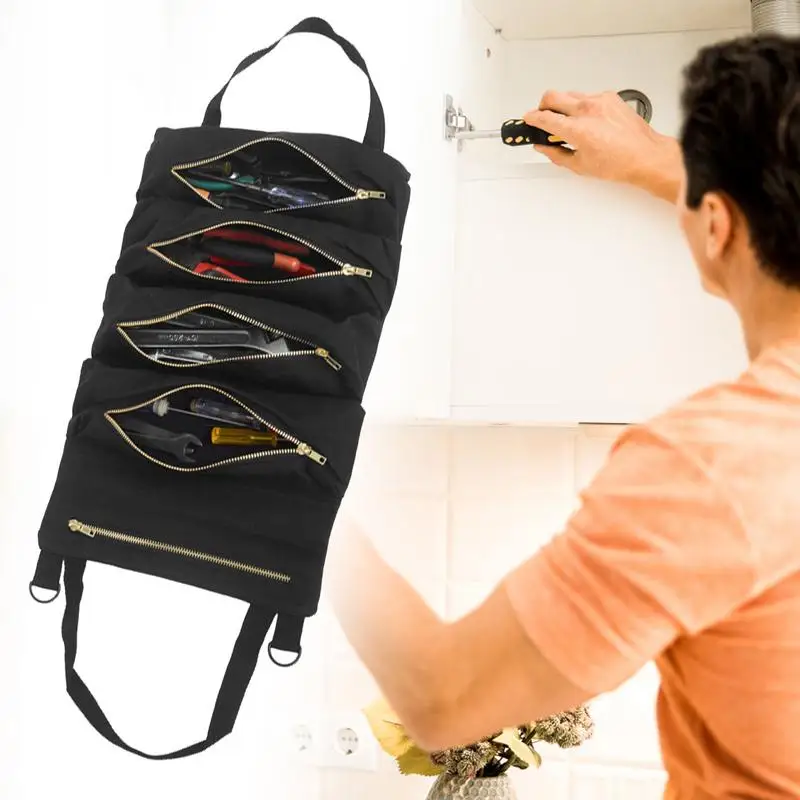 

Roll Up Tool Pouch Folding Roll Up Tool Bag With Shoulder Strap Multi Purpose Tool Organizer For Car Pliers Electrician Tools