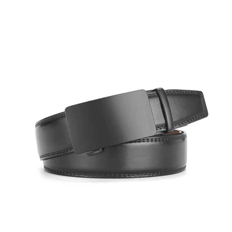 Cinto de couro da moda masculina cinto de couro de alta qualidade negócios fivela automática cinto de catraca aleatoriamente ajustável