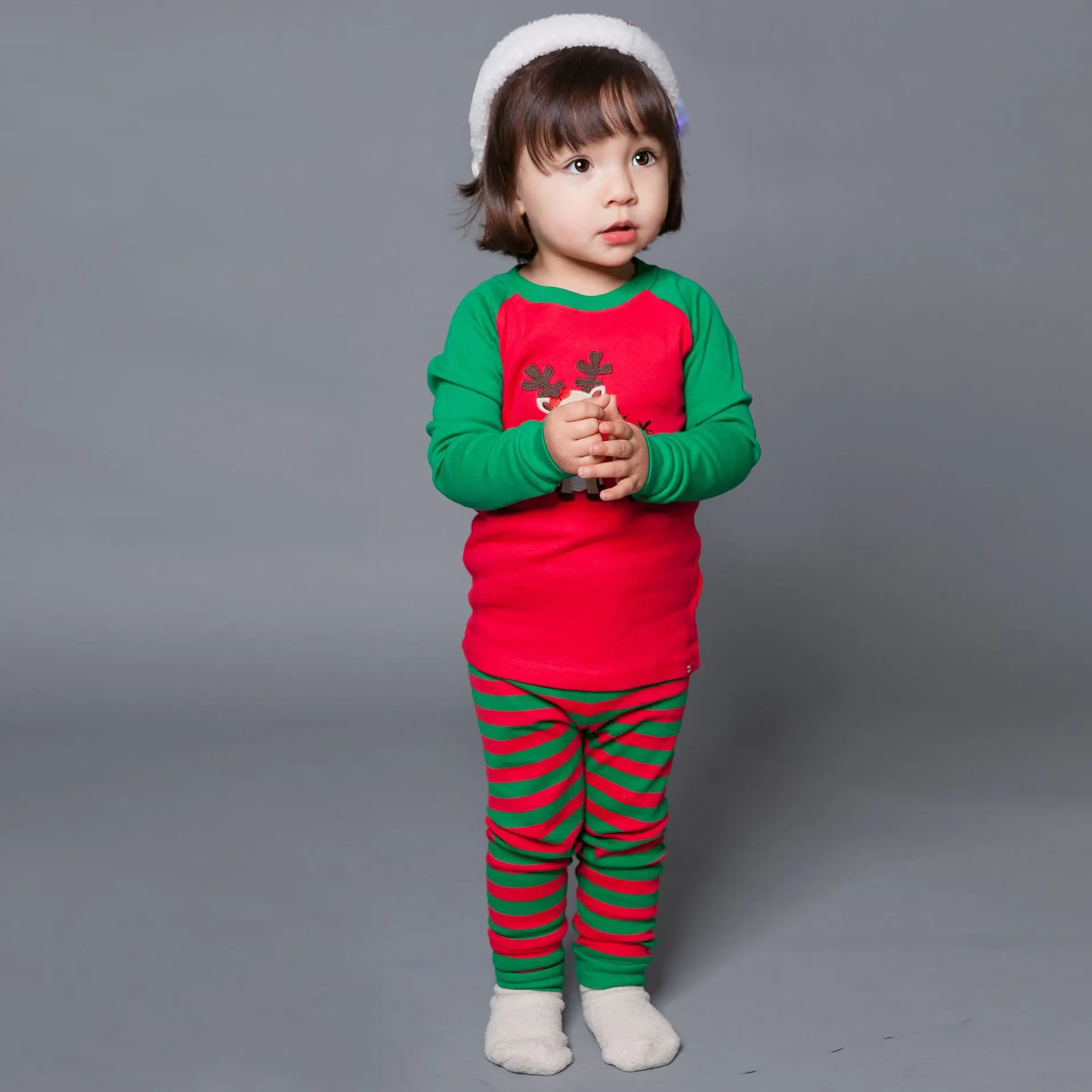 2PCS Long Pants Set for Children 2025 New Year Pajamas Printed Santa Claus 2-7Y Baby Casual Pullover Set Christmas Nightsleep