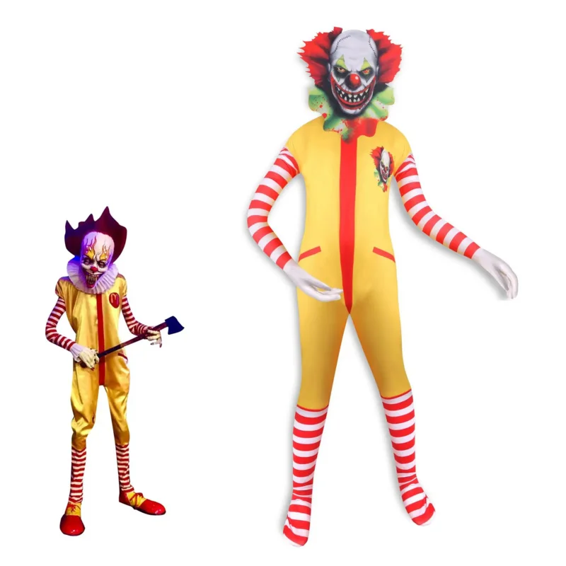 حار بيع الاطفال تأثيري البدلة هالوين عيد الفصح كرنفال مهرج قل خطيرة بعض زي بذلة الأرجواني قناع مجموعات كاملة مع شعر مستعار