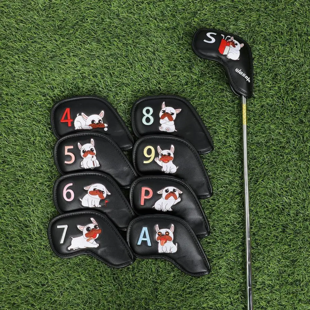 Easy Open Golf Headcovers Golf Club Head Cover Set with Faux Leather Material Embroidered Label Premium Protective for Irons