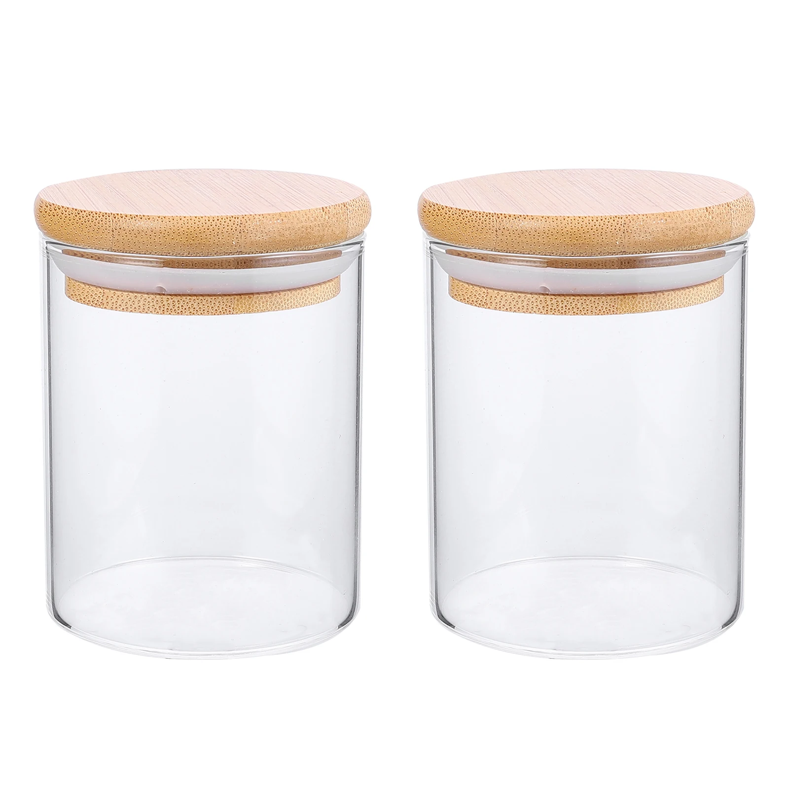 

Wooden Lid Glass Jar Kitchen Food Storage Sealing Ring Compact Snack Container Transparent Smooth Easy Clean Long Use Storage