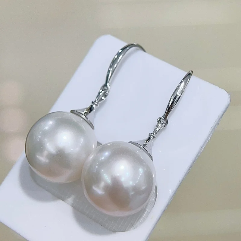 

SGARIT Elegant Pearl Earrings 18K White Gold Pearl Stud For Women Girl Simple Wedding Party Jewelry 12-13mm SE49