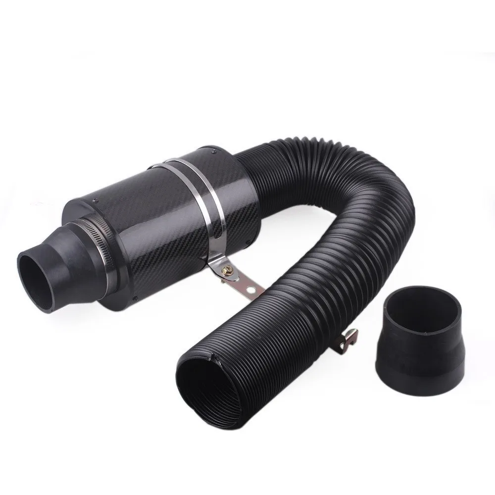 Carbon Fiber High-Flow Cold Air Intake Manifold 76mm Interface Automobile  Part with Tube Fungus Head for Car Modifi