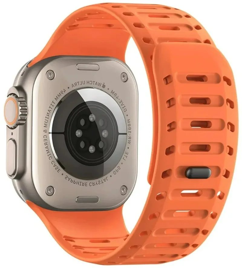 حزام سيليكون مغناطيسي لساعة أبل Ultra3 49 مللي متر/سلسلة 11 10 46 مللي متر حزام مريح لساعة iWatch 9 8 7 6 5/SE 3 45 مللي متر 44 مللي متر