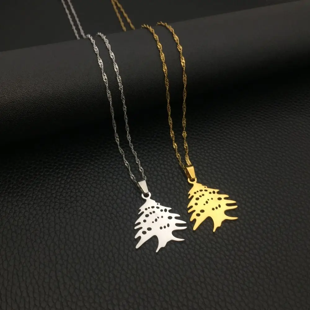 Stainless Steel Cedar Tree Pendant Green Enamel Patriotic Symbol Tree Pendant Pendant Design Lebanon Symbol