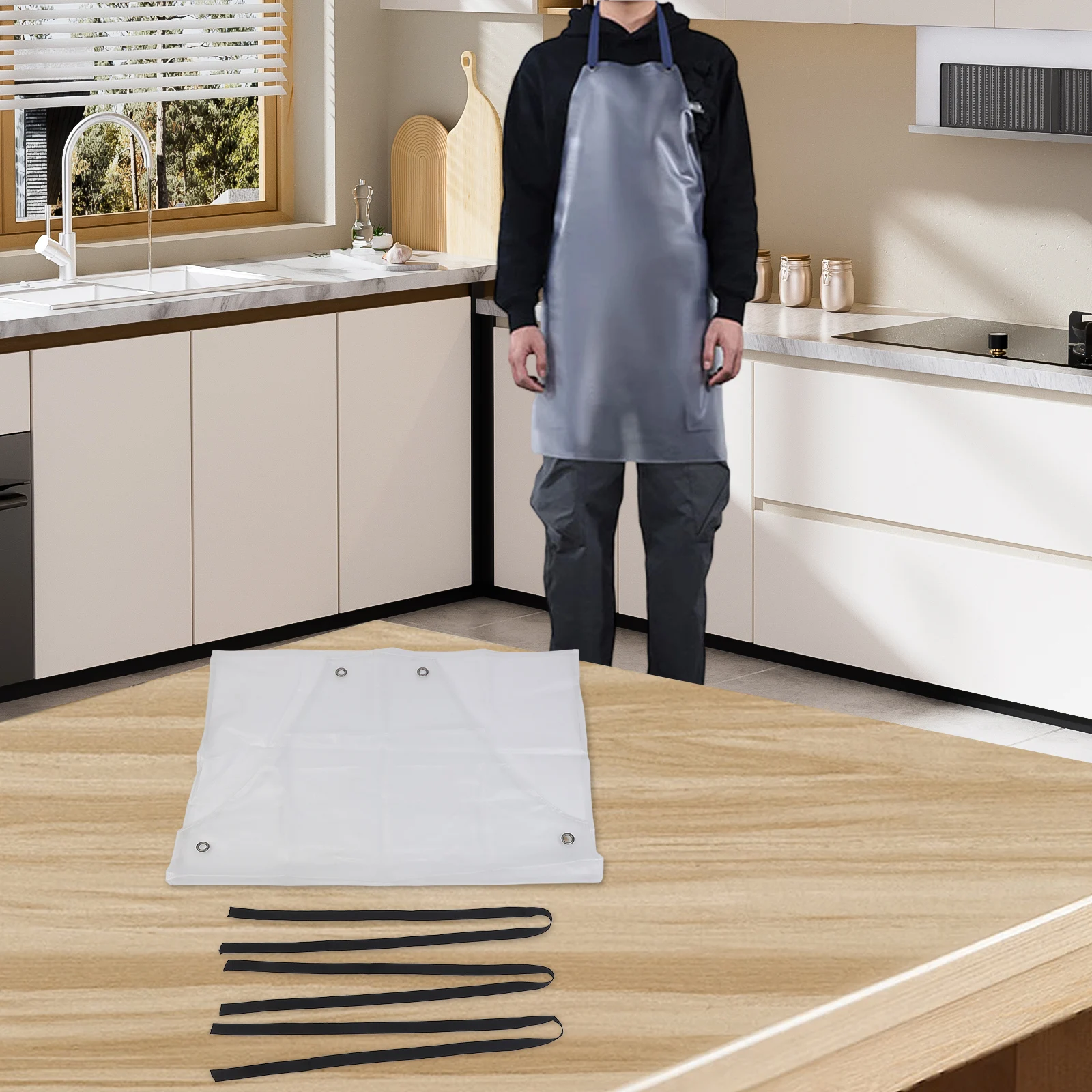 Oil Resistant Transparent PVC Apron for Cooking Baking and Cleaning with Full Length Coverage for Food for service Use