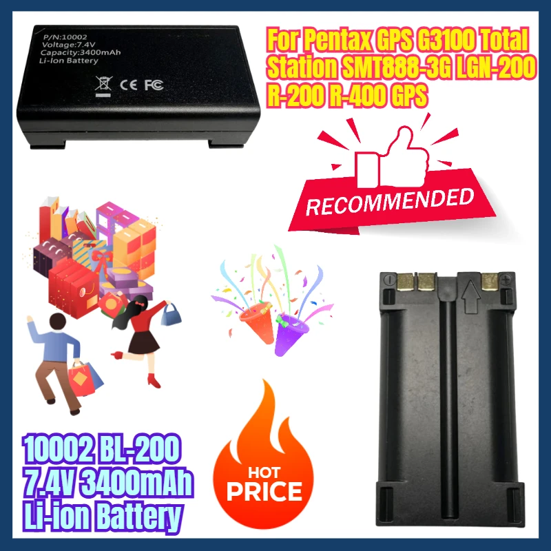 

10002 BL-200 7.4V 3400mAh Li-ion Battery for Pentax GPS G3100 Total Station SMT888-3G LGN-200 R-200 R-400 GPS