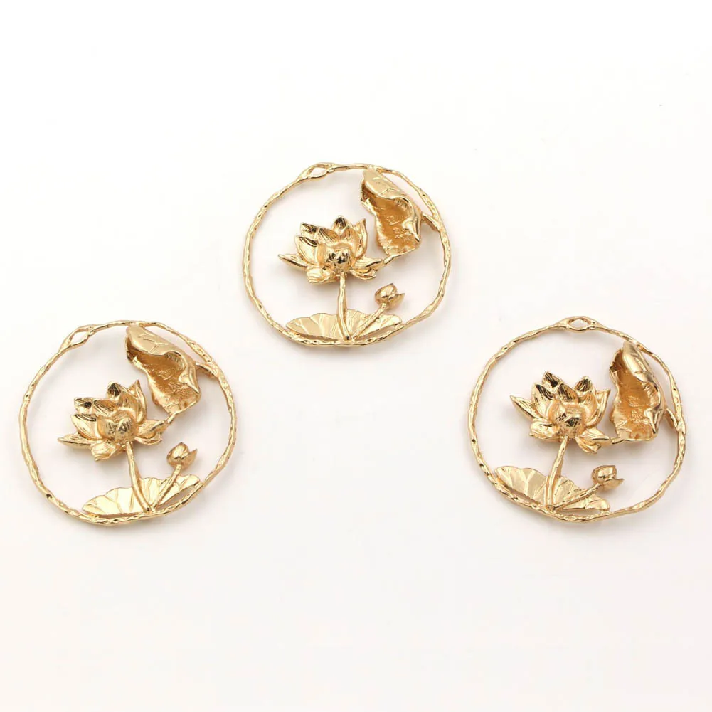 20pcs Quality Brass Casted Lotus Flower Leaf Branch Pendant Charms DIY Women Dangle Hanging Earring Making