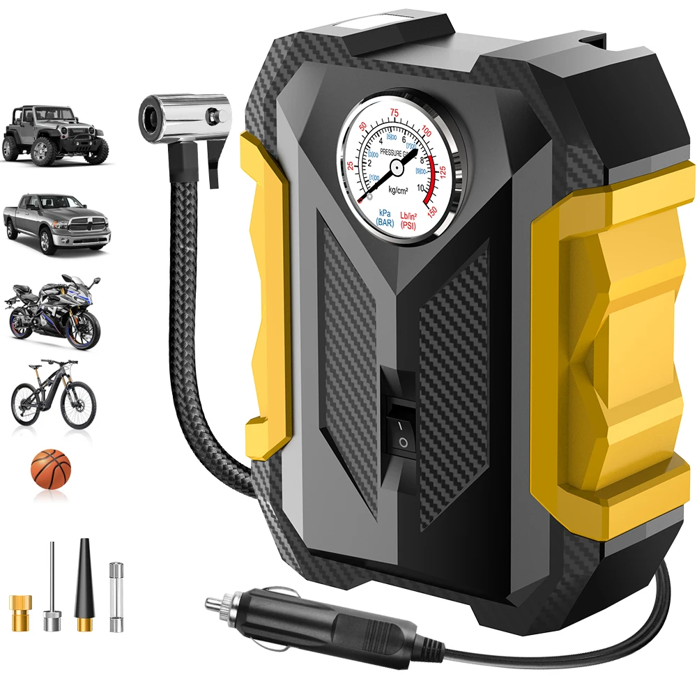 Car Inflator Tire Pump Portable Pointer Model  Air Compressor Cigarette Lighter Starter Car Inflator Pump for Soccer Basketball