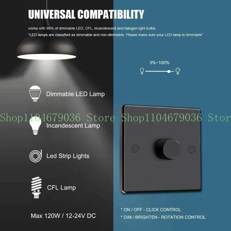 652F Universal DC12V-24V LED Dimmer 5A for RVs Boats and Low Lighting Systems