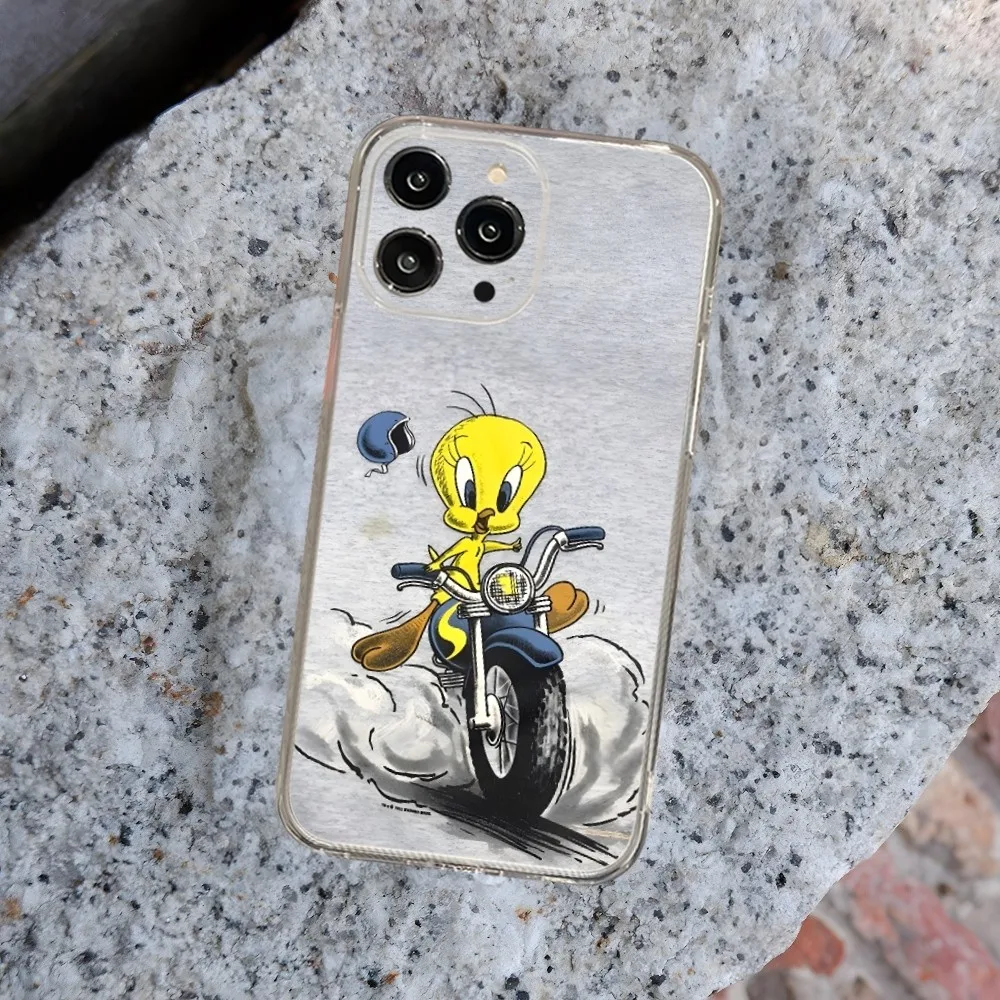 Cartoon Tweety Bird Piolin Phone Case for iphone 15 14 13 12 Pro Mini 11 Max Xr X Xs 8 Plus Transparent silicone