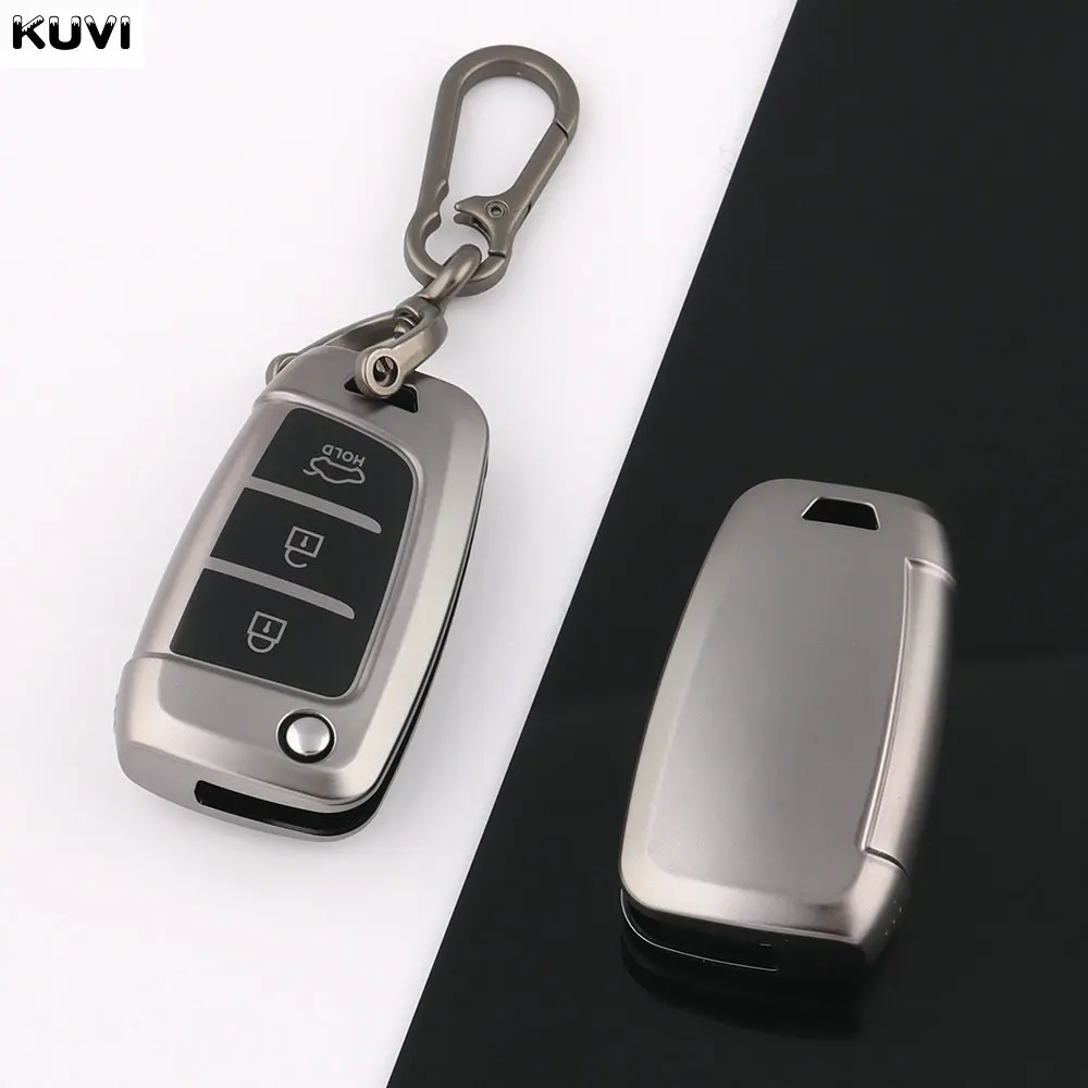 TPU Holder Fob For Hyundai Elantra Solaris Tucson I30 I35 I40 KONA Genesis Santa Fe Azera New Grey TPU Car Flip Key Case Cover