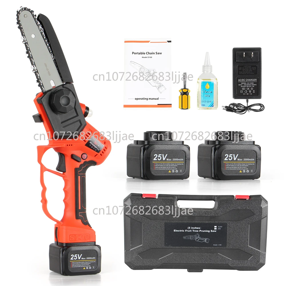 6 Inch Motosega Elettrica with Plastic and Rubber Handle Battery-Powered DIY Handheld Saw for Wood Cutting and Tree Trimming