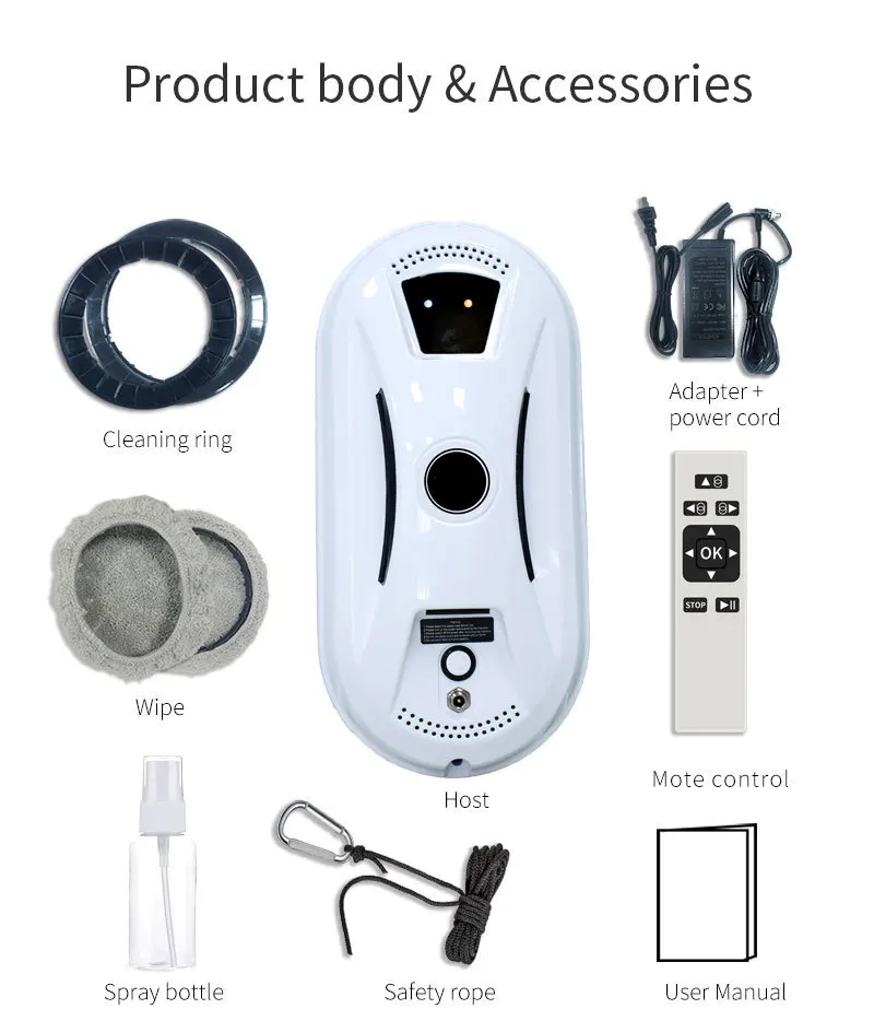 Robot Nettoyeur de Vitres Automatique Double Pulvérisateur, Robot Laveur de vitres avec Télécommande et Application, Navigation Intelligente - Électroménager