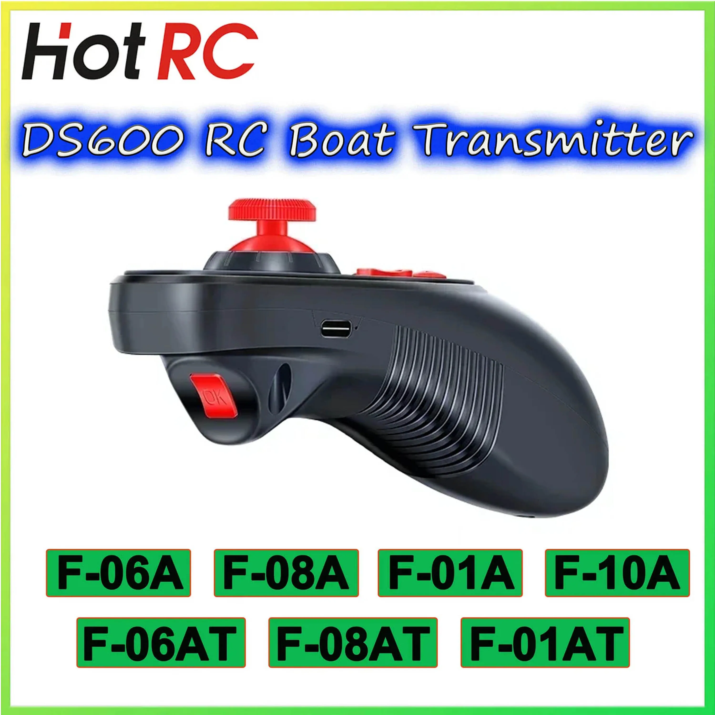 

HOTRC DS-600 Transmitter 6CH 2.4G Remote Controller F-06A F-08A F-01AT Receiver Voltage Return for RC Boat Ship Car Tank Model
