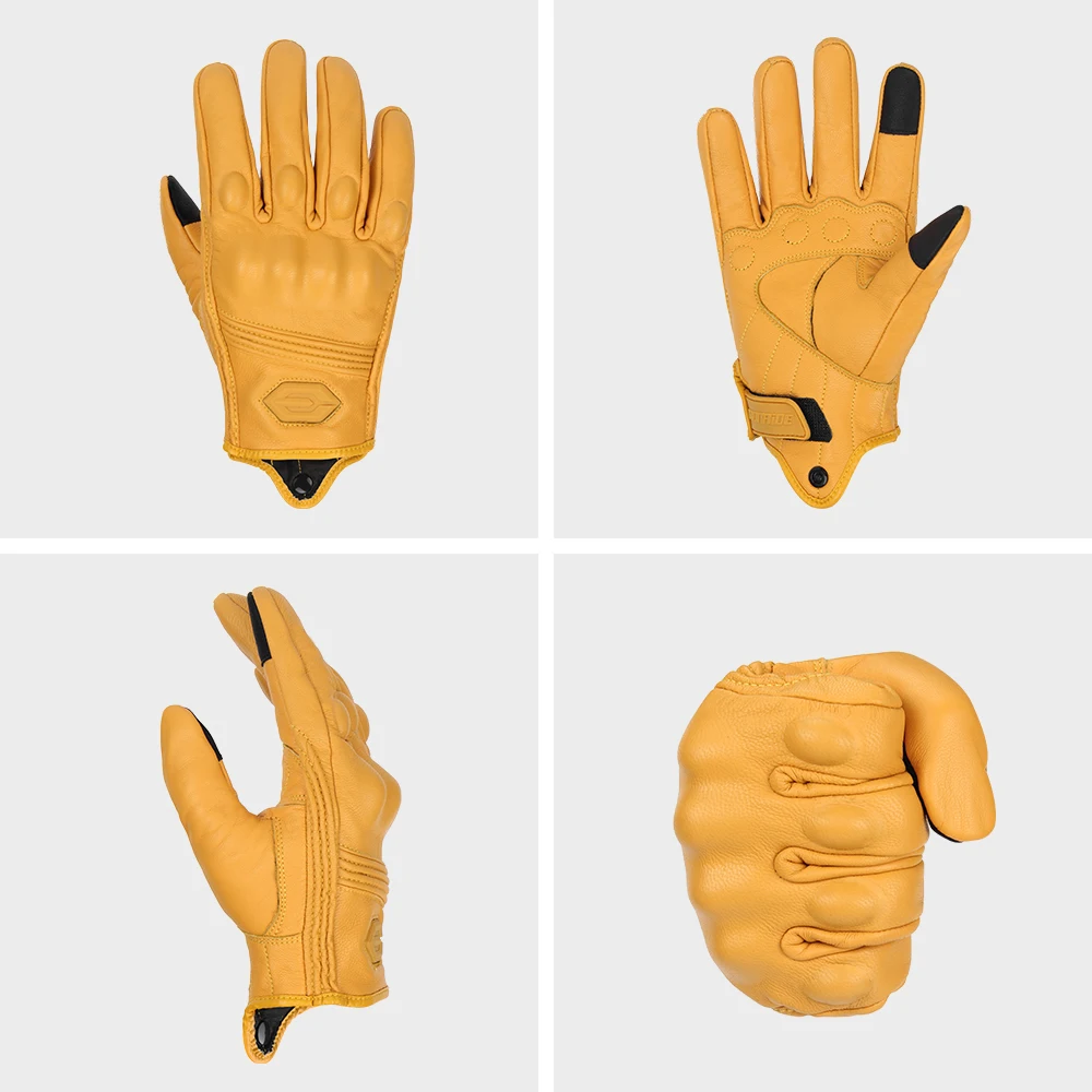 Motorcycle Leather Gloves Waterproof Breathable Moto Gloves Goatskin Leather Motocross Riding Gloves Full Finger Four Seasons