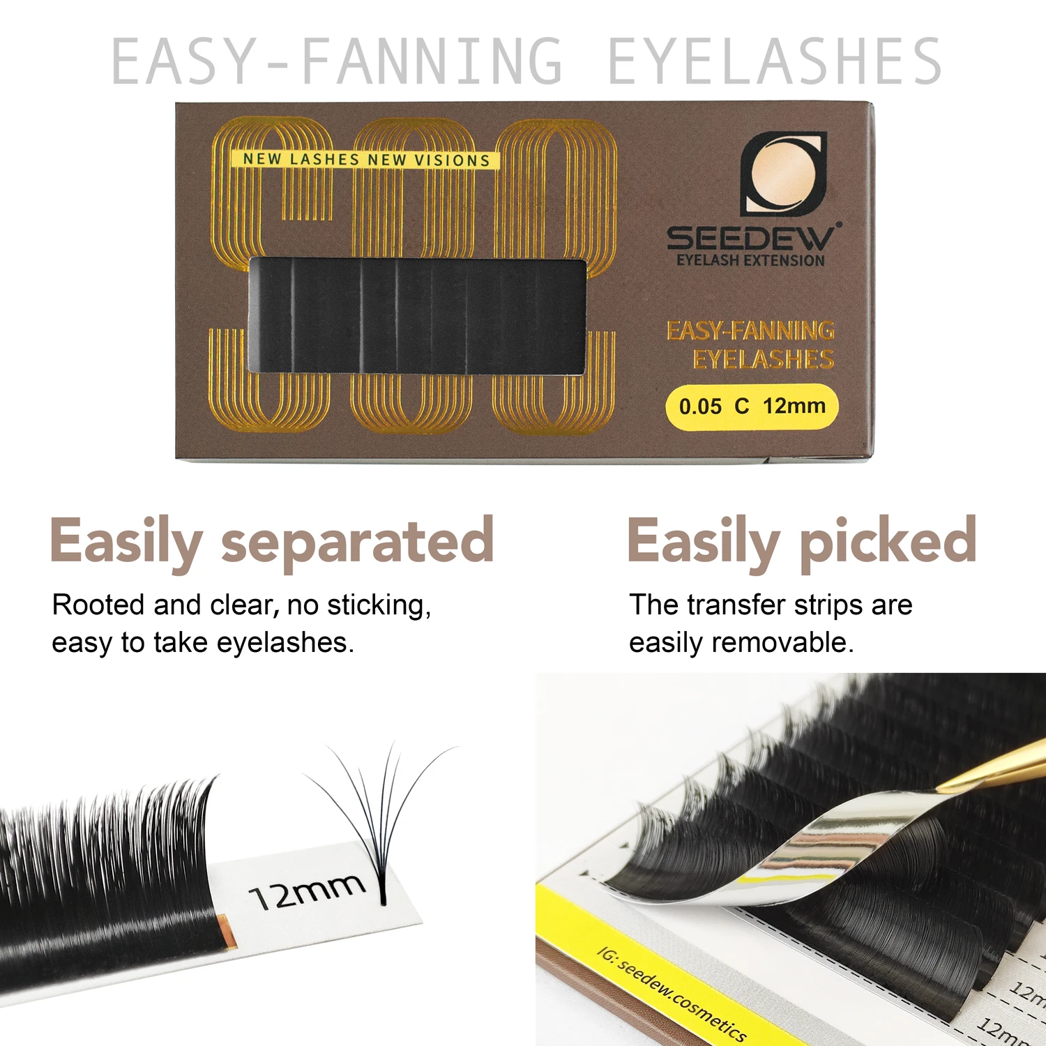 SEEDEW Easy fan Eyelashes Makeup Maquiagem Auto Fans Fast Bloom Flowering Eyelash Extensions Camellia Lashes