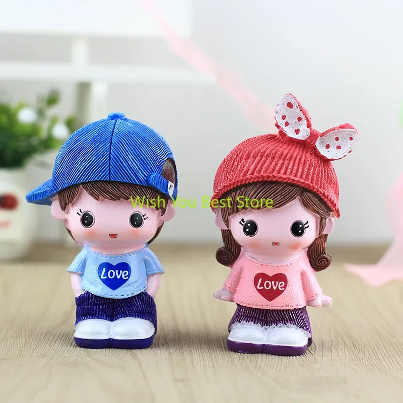 Creative Rabbit Hat Couple Cartoon Resin CraftDoll Decoration