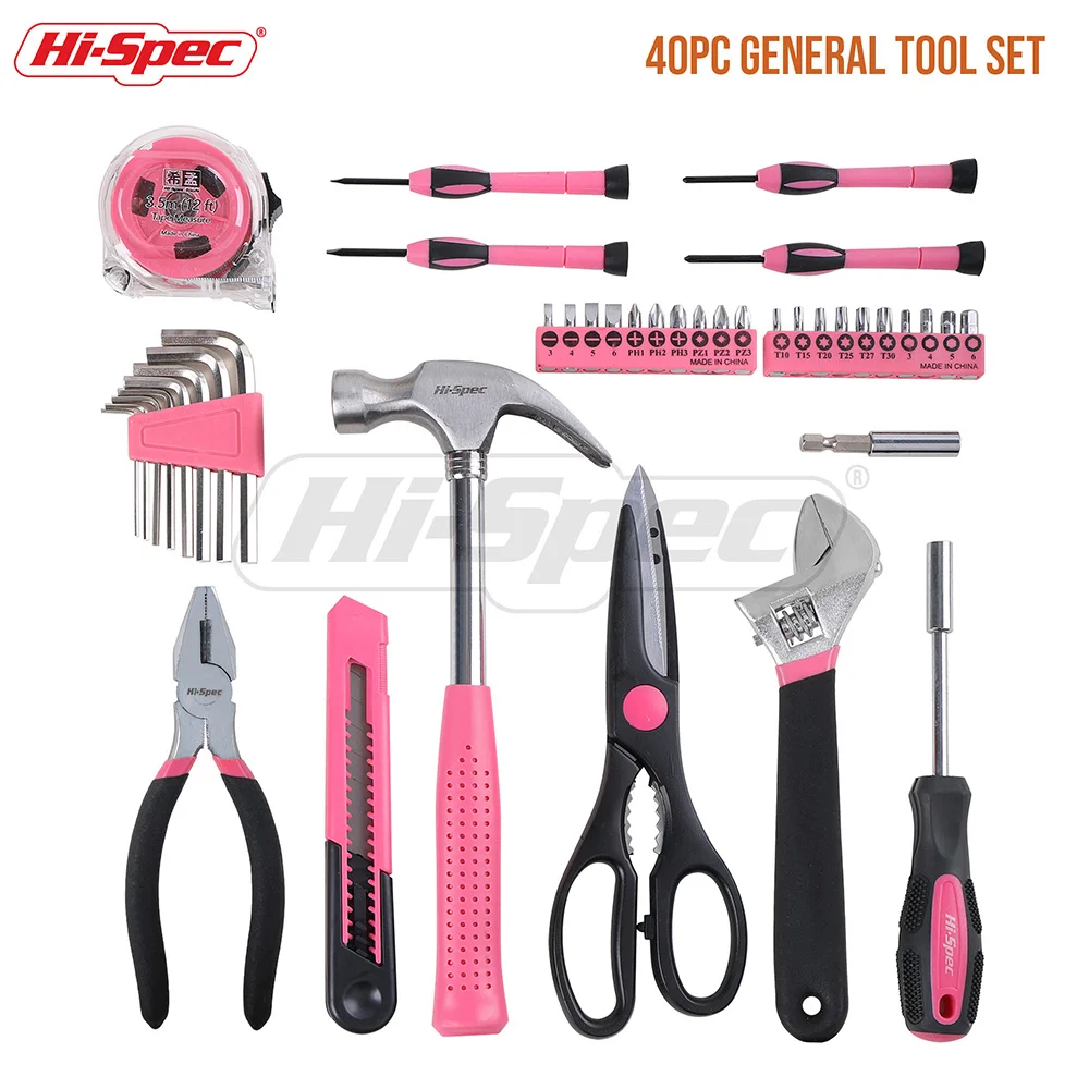 Hi-Spec Multifunction Home Tool Case Set Household Hand Repairing Tool Kit Hammer Wire Cutter Wrench Screw Tape Measure Tool Box