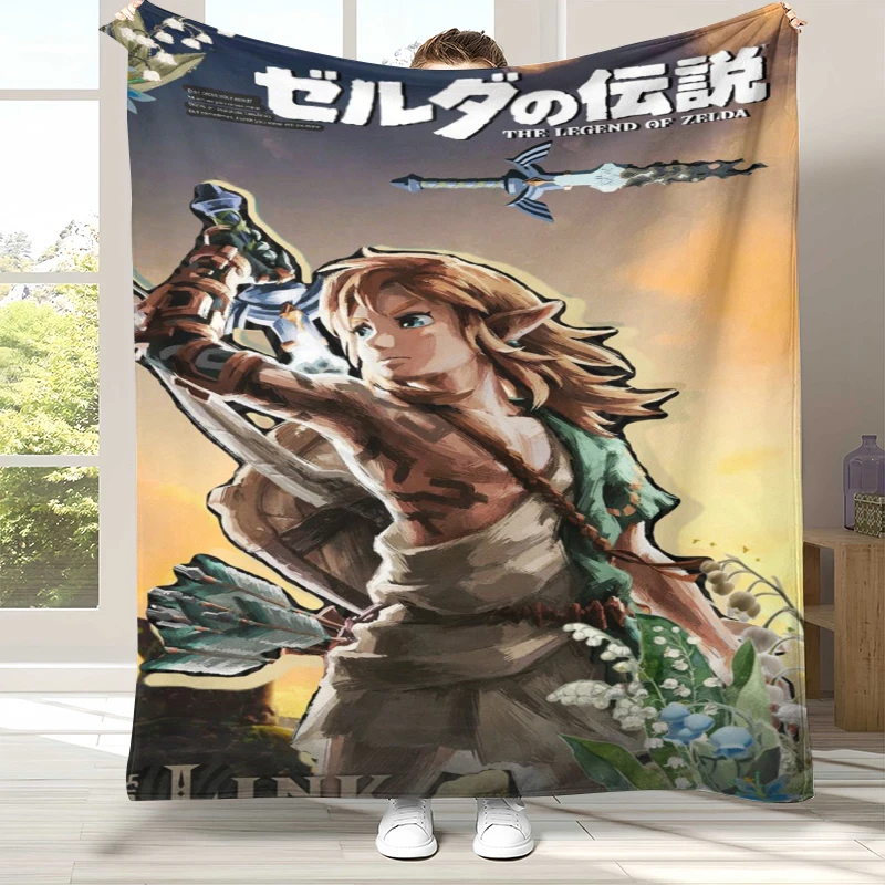 

Retro Z-Zelda Cartoon Link Games Flannel Blanket,Ultra Soft Warm Plush Throw for Home Bedroom Bed Sofa Cover Camping Picnic kid