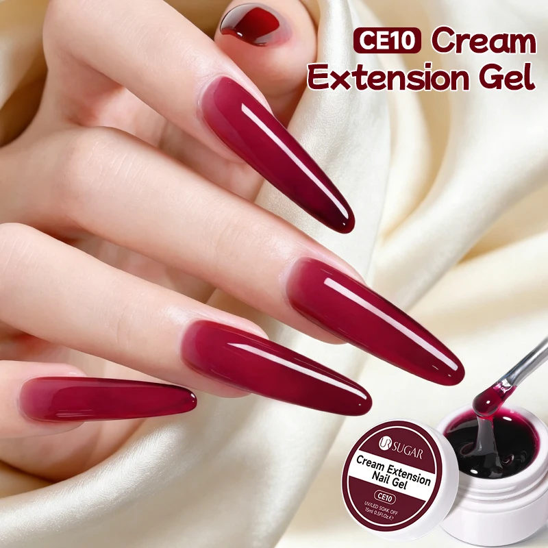 UR SUGAR 15ml Cream Extension Gel Dark Red Quick Building Nail Gel Semi-permanent Soak Off LED UV Construction Gel Nail Varnish