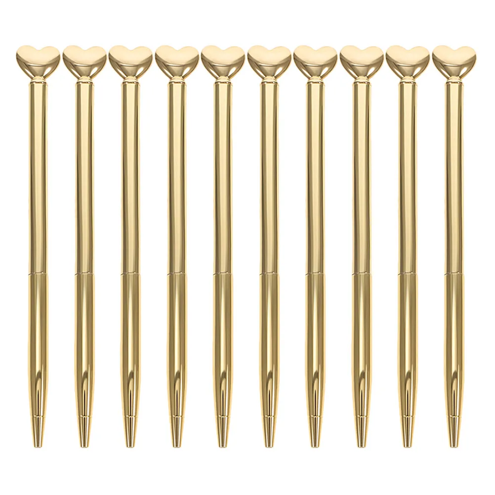 

10Pcs Heart Shape Ballpoint Pens Metal Retractable Writing Tools Medium Ink Cute Decorative Pens Valentine's Day Bulk
