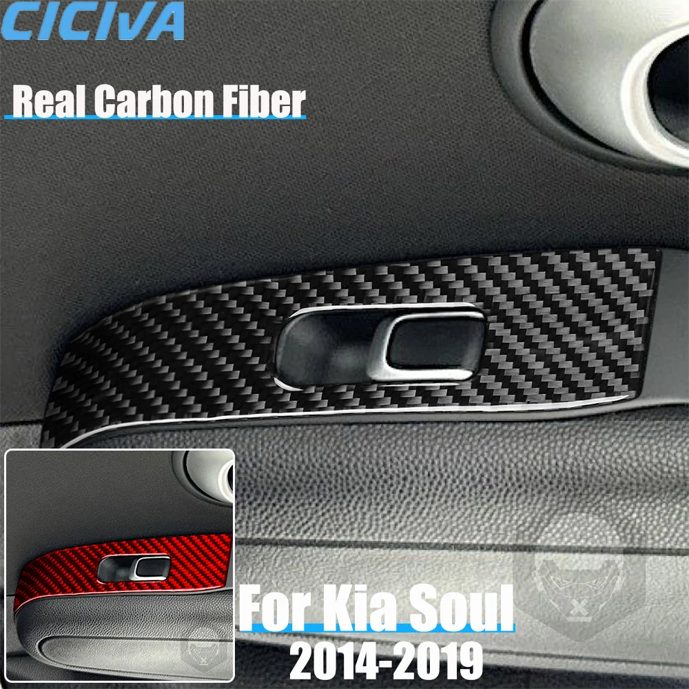 Real Carbon Fiber Car Accessories Rear Door Window Lift Trim Cover Soft Sticker For Kia Soul 2014 2015 2016 2017 2018 2019