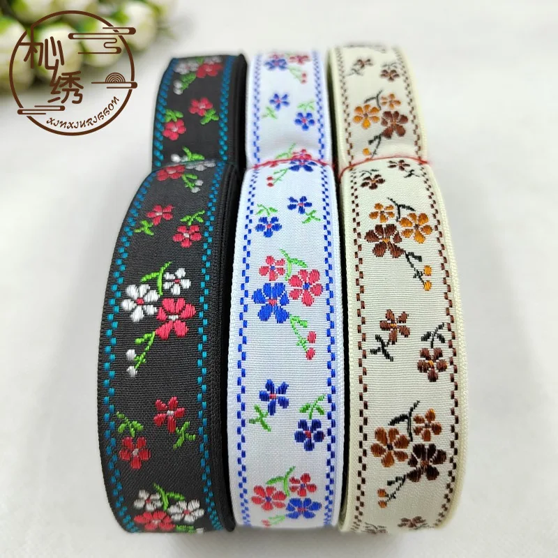 

10Yards 25MM 1" Korean Small Flower DIY Accessories Embroidered Jacquard Ribbon Handmade Hair Lace Trim