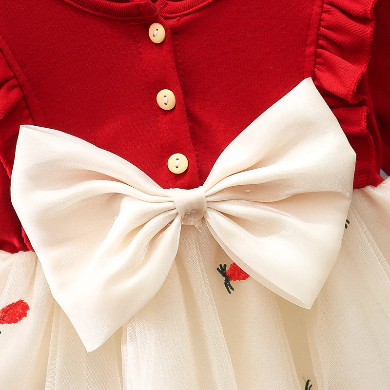 فستان بناتي جديد للربيع والخريف بعمر 0-3 سنوات فستان أميرات شبكي بأكمام طويلة للأطفال #5