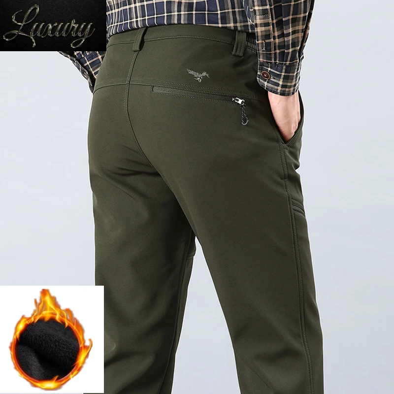 

Cargo Pants Mens Waterproof Motorcycle Zipper Winter Men Casual Thick Fleece Warm Military Army Black Long Trousers Male