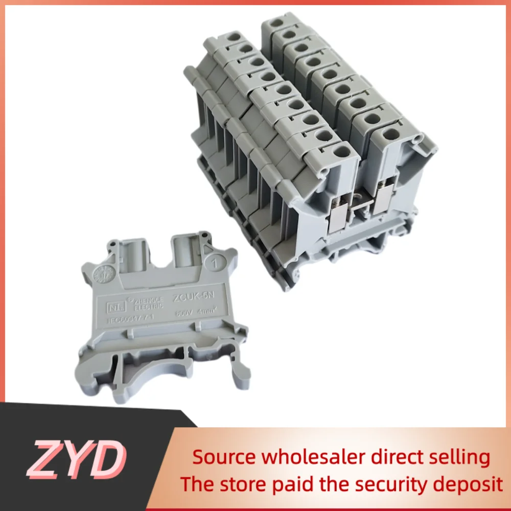ZYD 10Pcs UK5N Screw Wire Connector 4mm Cable Feed-through Connection 12AWG Plug Electrical Mount UK-5N DIN Rail Terminal Block