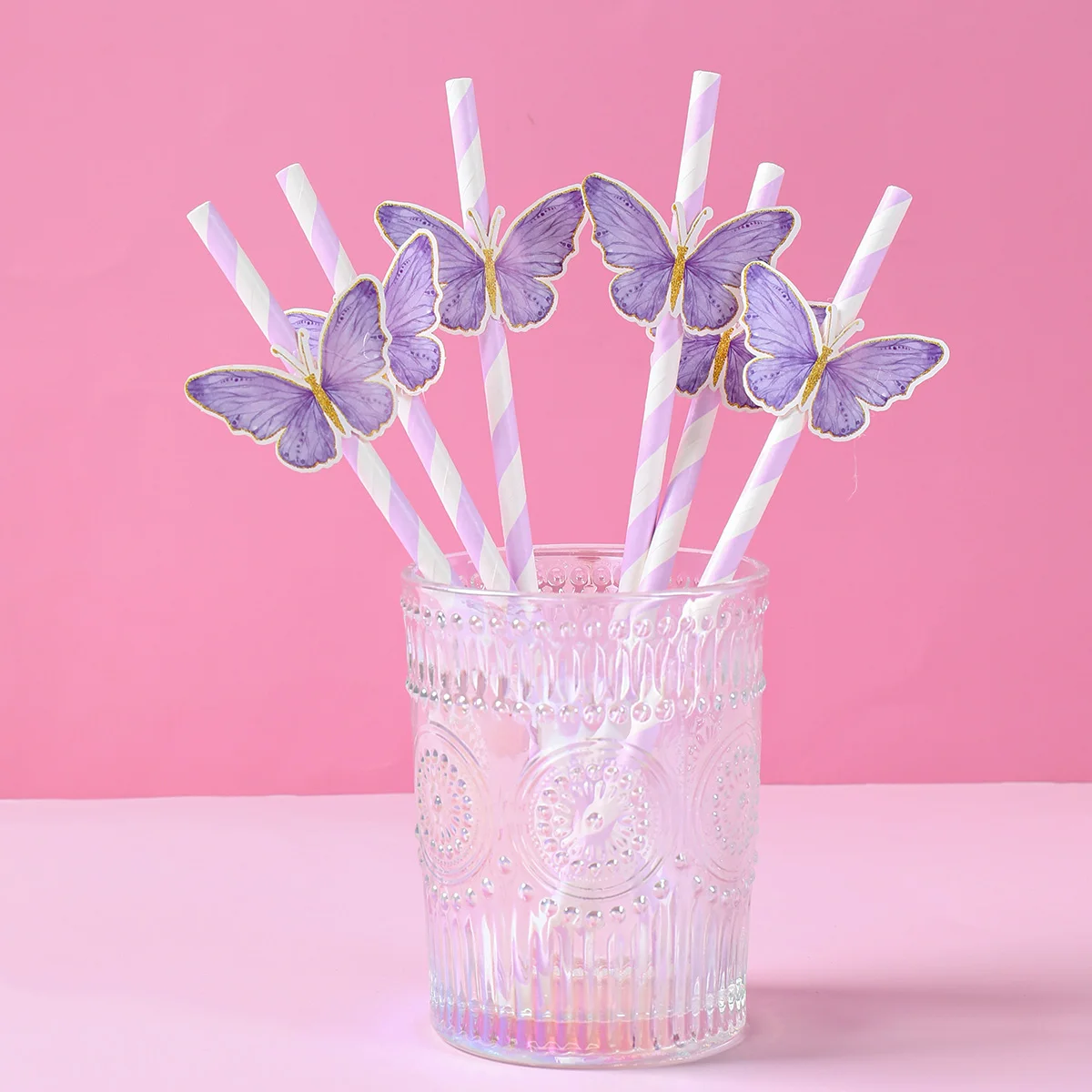 Butterfly Birthday Paper Straw Wedding Birthday Party Decorations Kids Baby Shower Girls 1st Birthday Party Suppiles