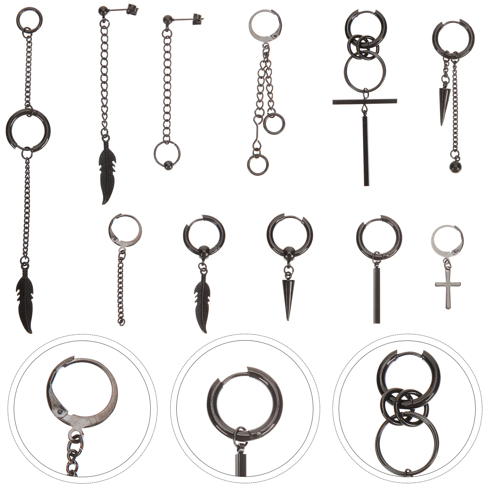 11 قطعة أقراط متدلية تصميم متقاطع أنيق مجوهرات من صلب لا يصدأ لصيد العين إكسسوارات الزي الرسمي الحديث غير الرسمي #5