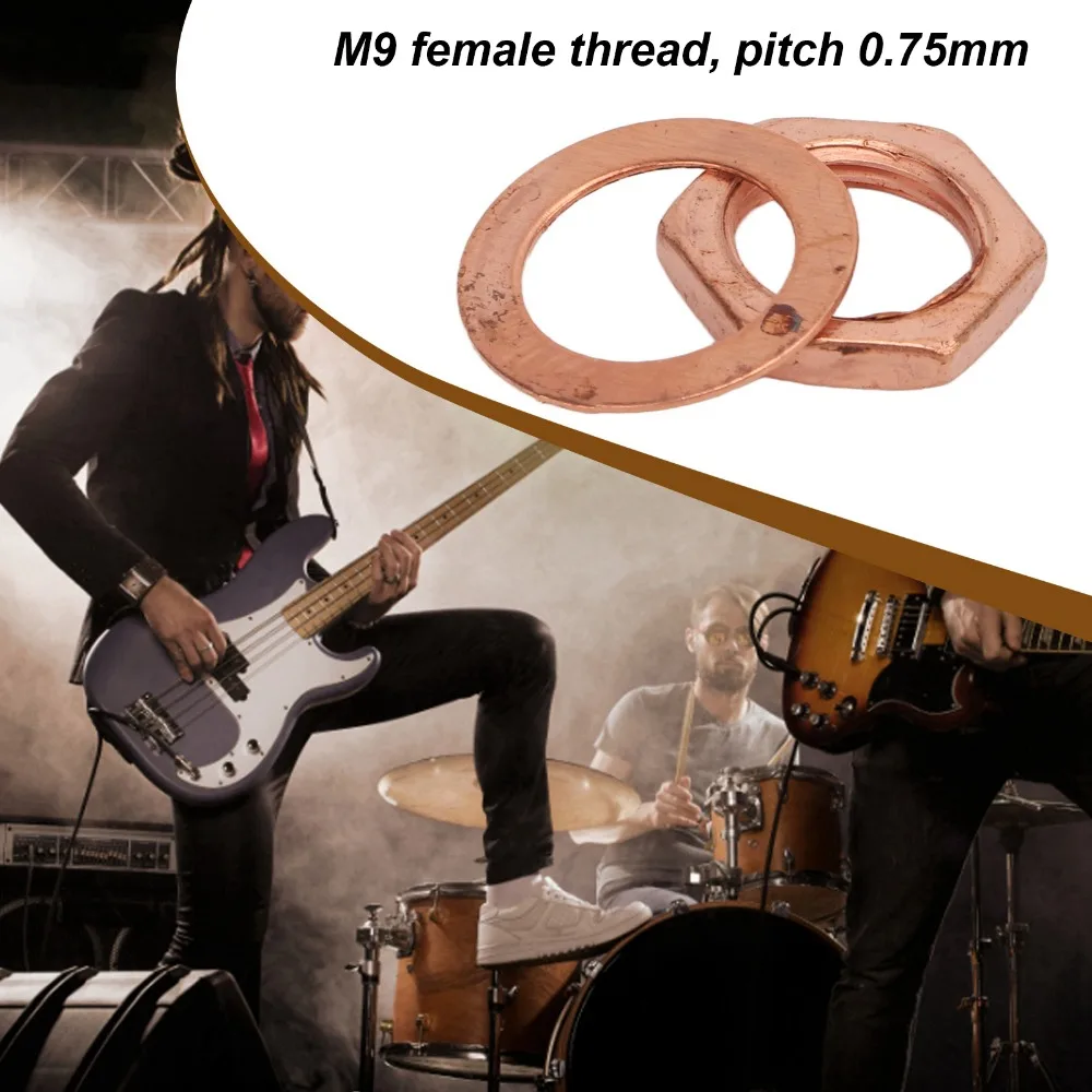 14Sets Premium M9 Nut Washer Kit Red Copper And Bronze Metal Jack Nut With Washer Instrument Connector For Guitar