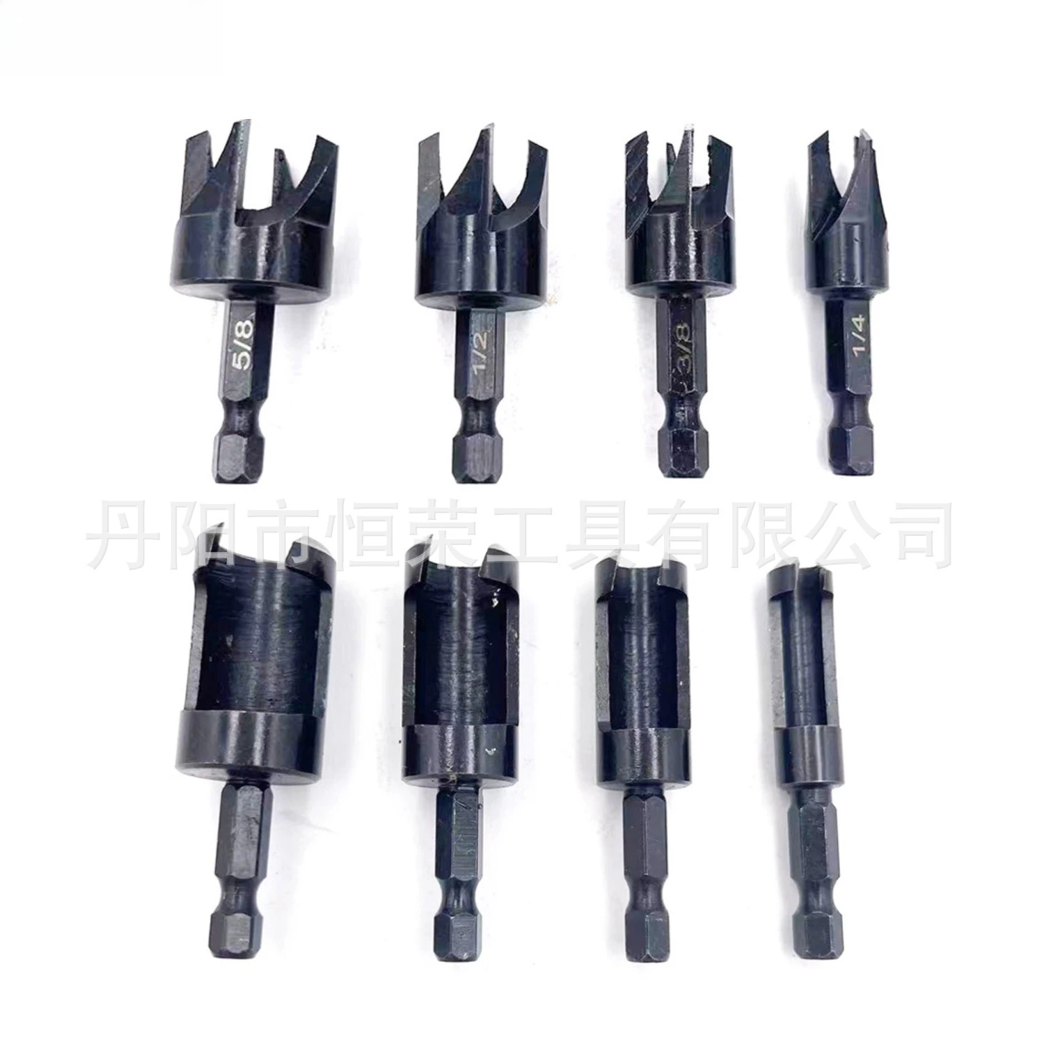 8pcs Hex Shank Wood Plug Drill Imperial Claw Type Metric Barrel Type Drilling Woodworking Hole Opener Black Wood Plug Drill