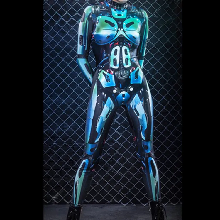 Tuta da donna Cosplay Cyber Art Streak Holiday Party Costume Cosplay Halloween Uomo Tuta Performance Zentai Suit disfraz