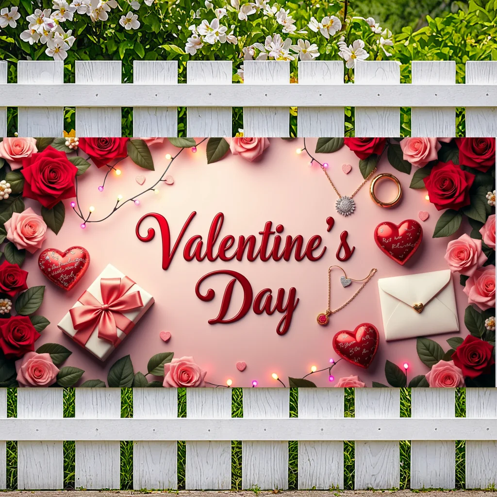 Roses   Photo booth   Romantic   Customizable   Printed   Background   Decorative   Banner   for Wedding