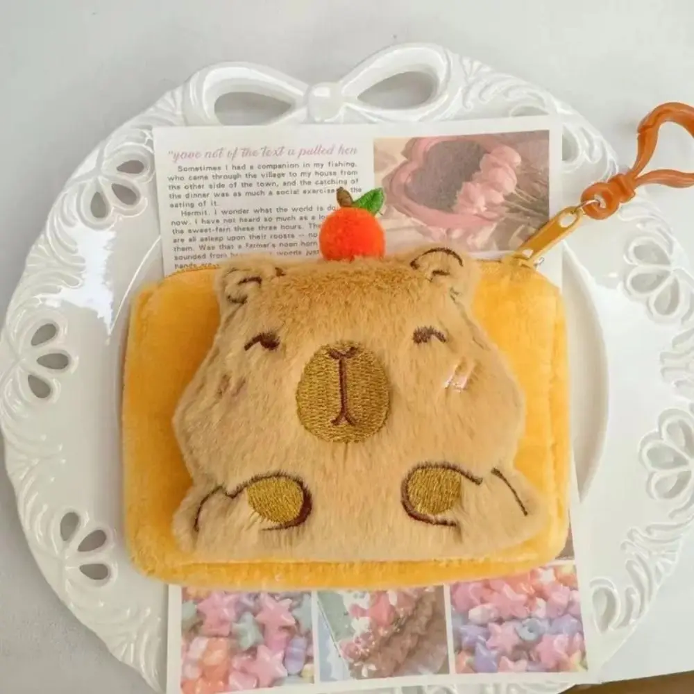 New Plush Kapybara Coin Purse Small Gift Keychain Charm Cartoon Headphone Bag Charm