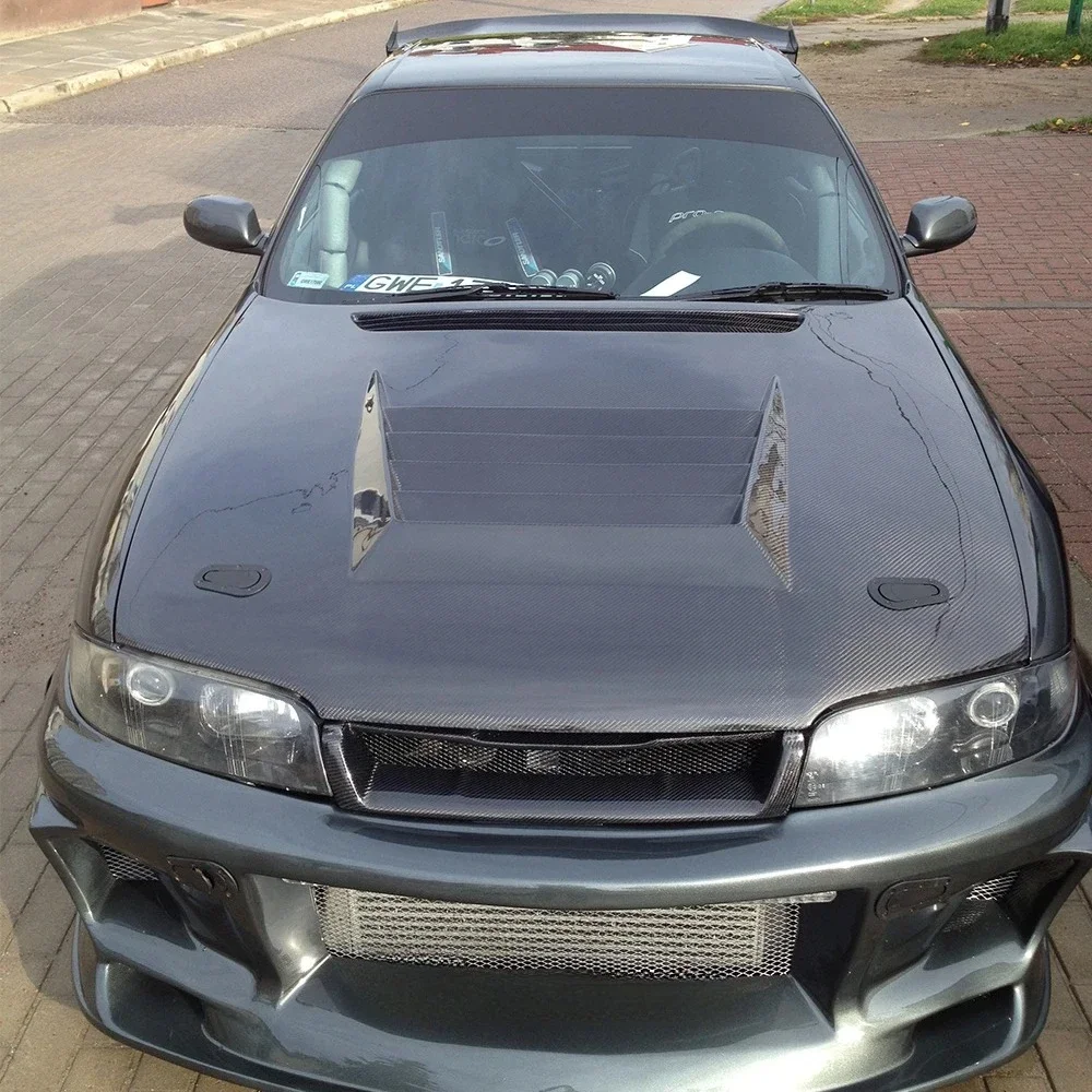 For Nissan Skyline R33 GTS Spec 1 DM Style Carbon Fiber Front Bonnet Hood