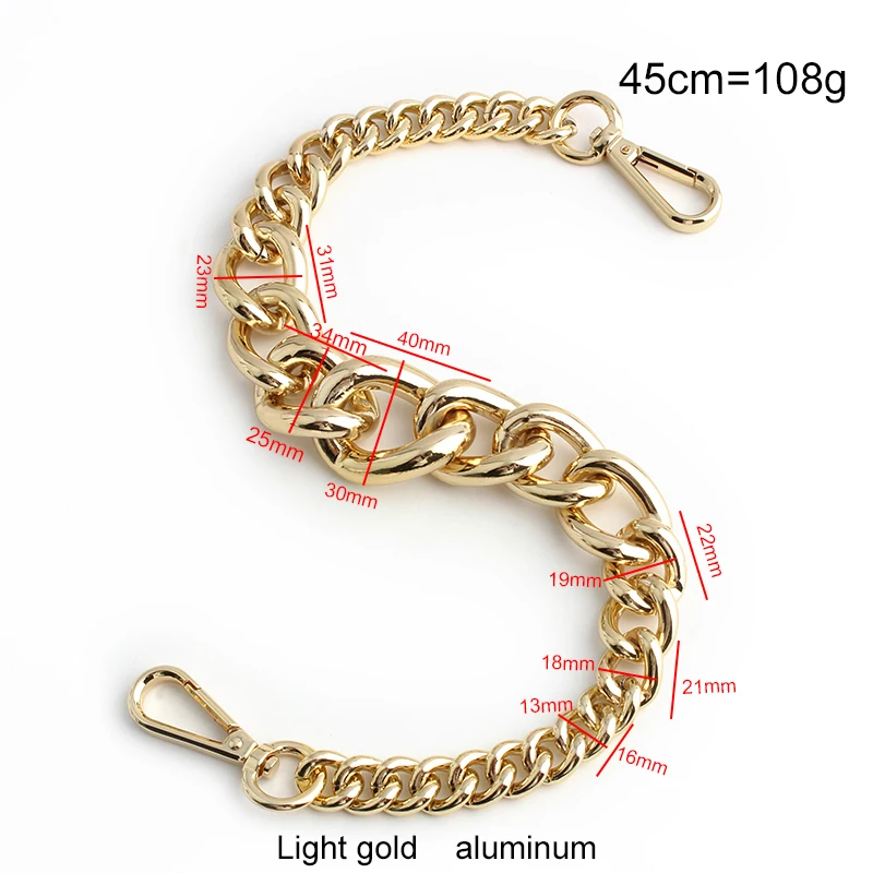 1/5/10PCS 45/90/100/110/120/130CM Gradient Metal Aluminum And Copper Chains For Bags Handbag Purse Shoulder Strap Accessories