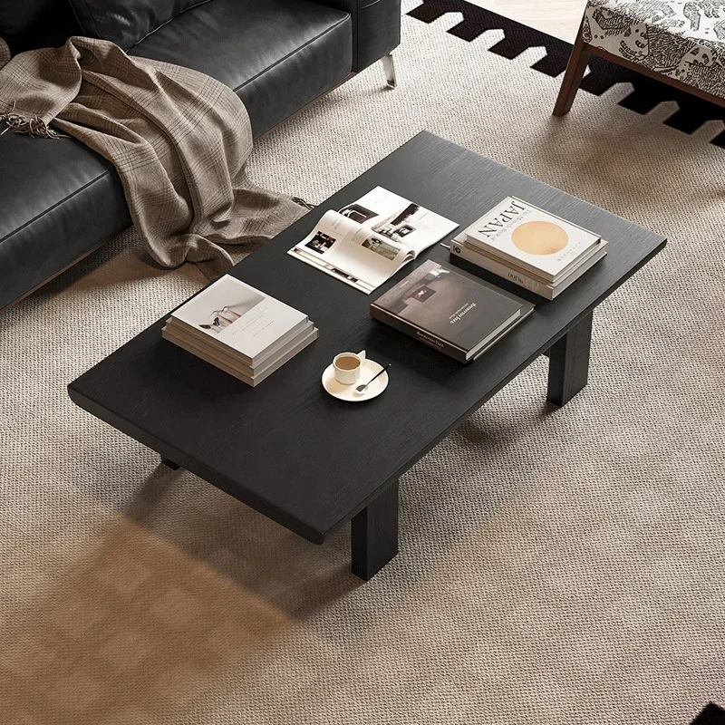 

New Arrival Antique Solid Wood Rectangular Black Coffee Table Living Room Family Homestay Retro Minimalist Coffee Table
