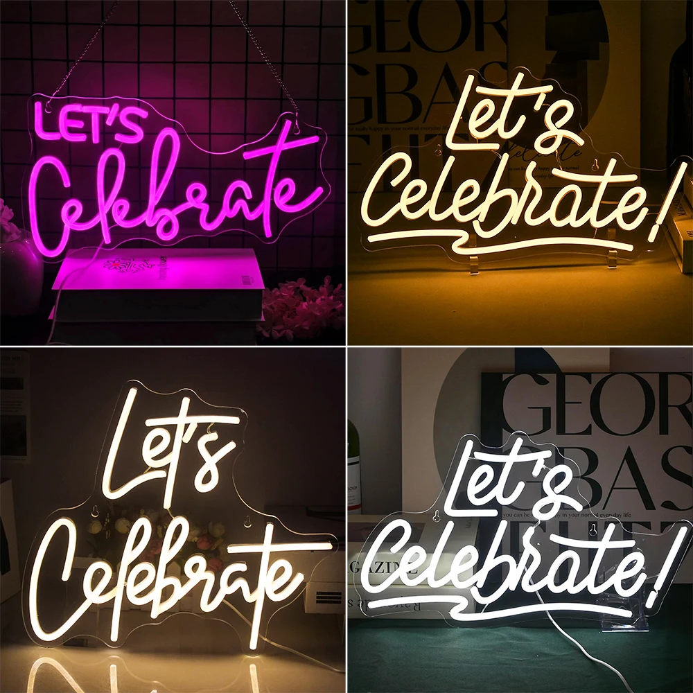 Let's Celebrate Led Wall Dimmable Room Decoration For Birthday Party Graduation Home Wedding House Art Logo Kids Gift USB Decor