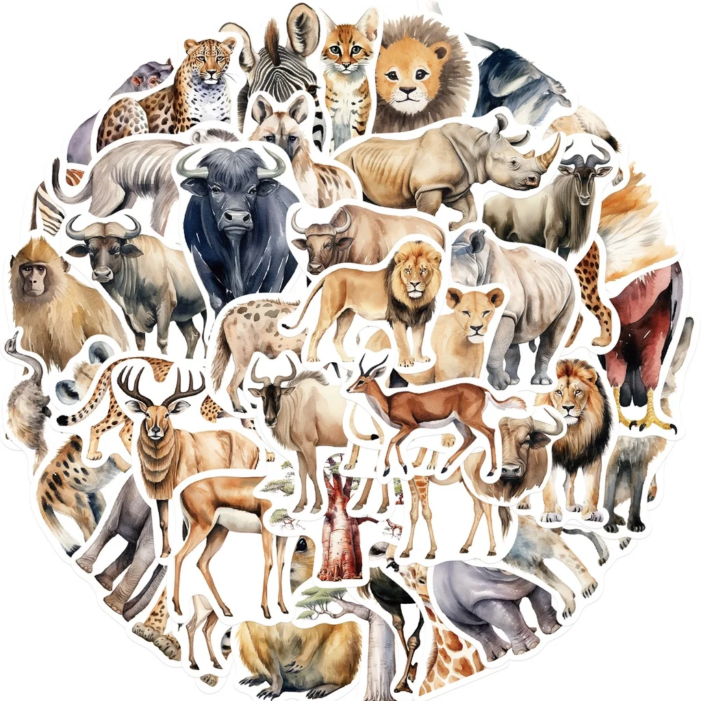 50PCS Cartoon Afrikanische Tier Wasserdichte Graffiti Aufkleber Für Helm Hand Konto Bleistift Fall Aufkleber BulingBulingStickers Shop