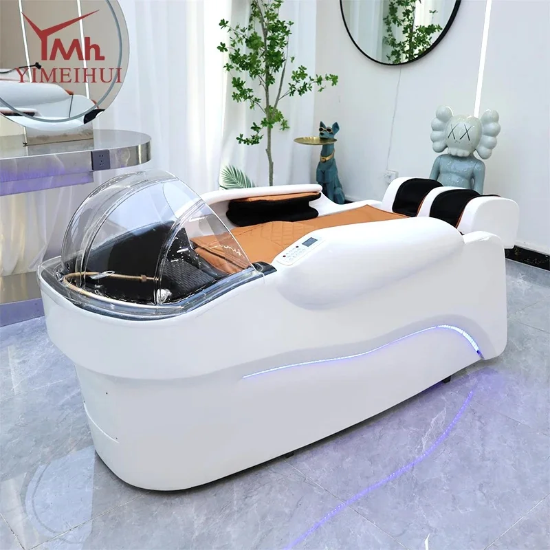 Hair Salon Furniture Ceramic Basin Spa Head Water Therapy Bed Shampoo Massage Bed with Sink for Hair Salons