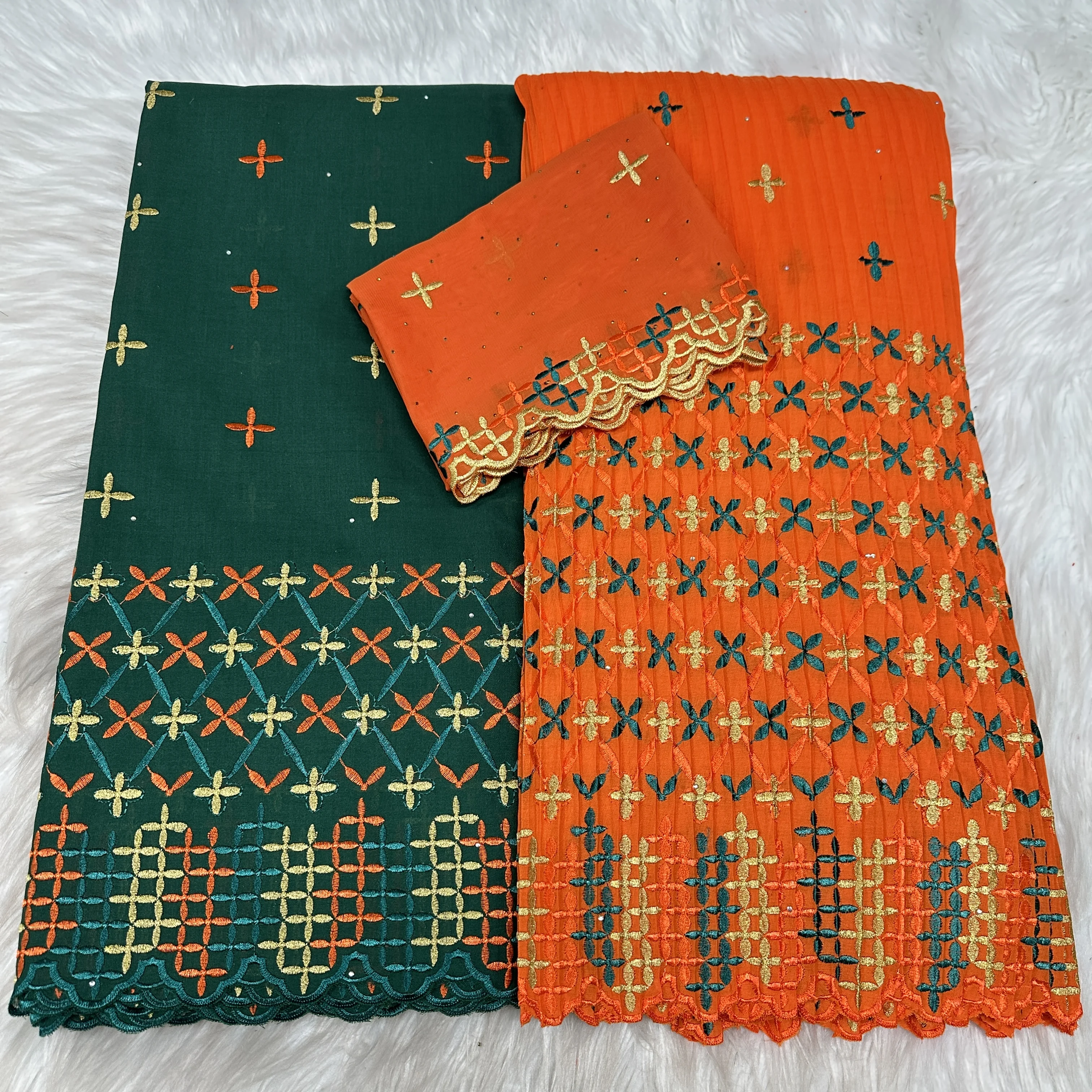 

2.5+2+2yards Latest Swiss Lace Fabric With Stones Nigerian African France 2025 High End Cotton for Bride Wedding Party Sew Dress