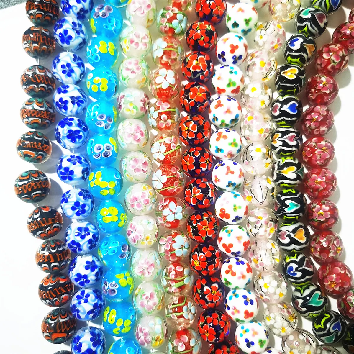 2Pcs Handmade Coloured Glaze Crafts 19mm Finding Spacer Beads Flower Diy Murano Round Jewelery Making Lampwork Glass Loose Bead